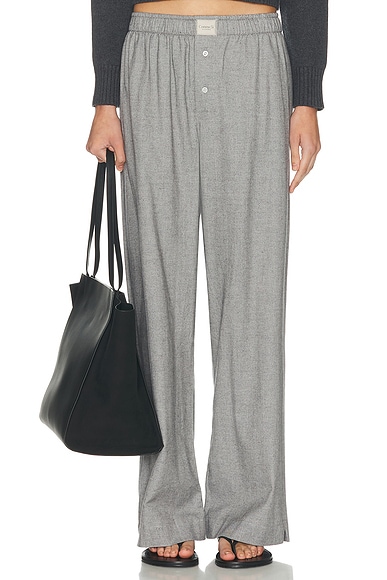 Comme Si La Boxer Alta Flannel Pant in Light Grey Herringbone
