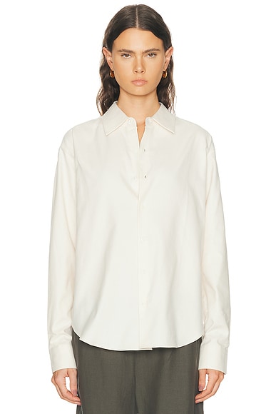Comme Si La Shirt Flannel Classica in Cream Twill