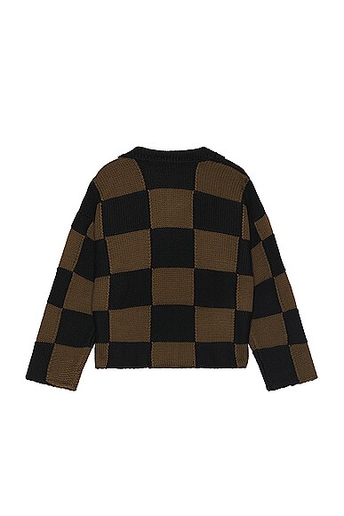 Shop Connor Mcknight Checkerboard Pullover Sweater In Black & Brown