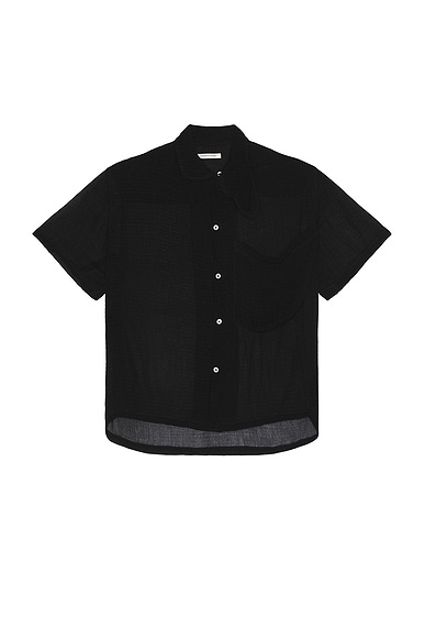 Connor McKnight Crinkle Short Sleeve Big Pocket Shirt in Black