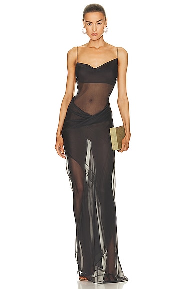 christopher esber sheer torso cowl tank dress Buy Christopher Esber Green Sheer Torso Cowl Tank Maxi Dress in Silk For Women Online