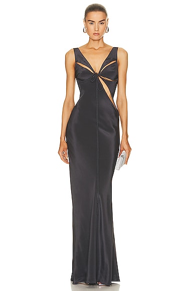 Christopher Esber Triquetra Contoured Tank Dress in Charcoal