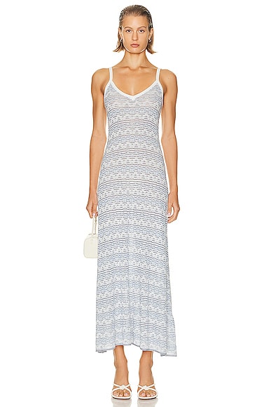 Christopher Esber Palais Knit Cami Dress in White & Electric Blue
