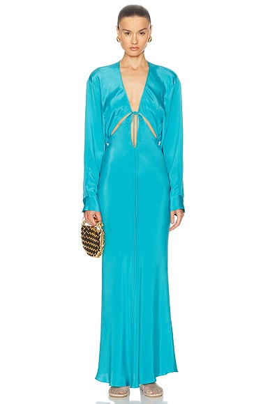 Christopher Esber Triquetra Front Tie Shirt Dress in Lagoon