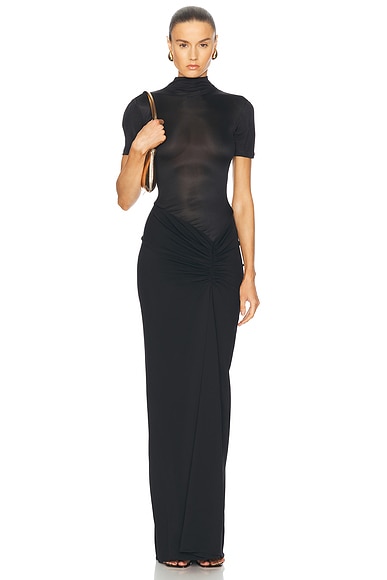Christopher Esber Fusion Ruched Tee Gown in Black
