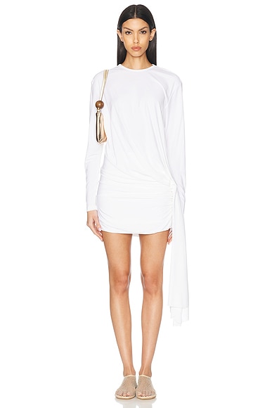 Christopher Esber Side Cowl Drape Extension Dress in White