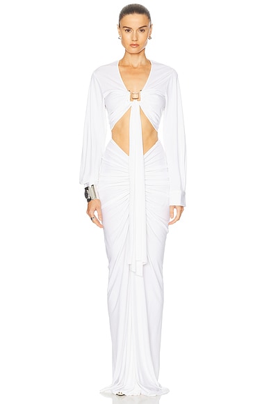Christopher Esber Bezel Quartz Disconnect Dress in White
