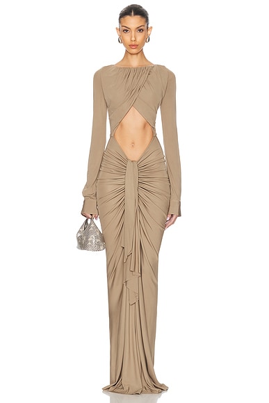 Christopher Esber Bateau Drape Disconnect Dress in Eucalypt