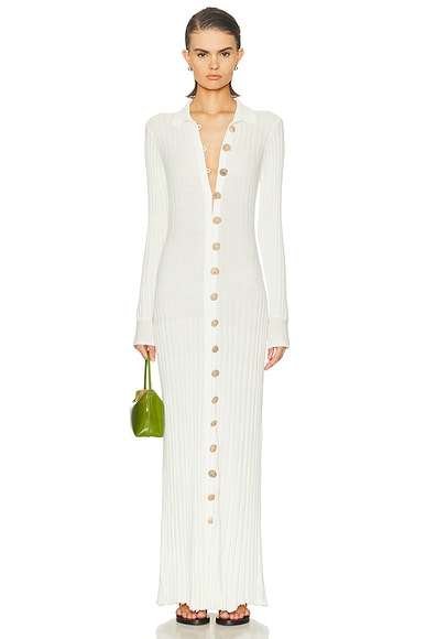 Christopher Esber Sundial Shell Knit Cardigan Dress in White