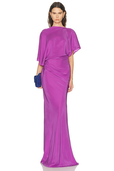 Backless Drape Satin Dress