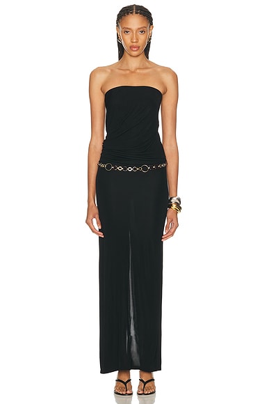 Tortoise Chain Link Strapless Drape Dress