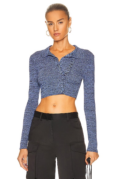 Christopher Esber Double Button Cropped Cardigan in Blue