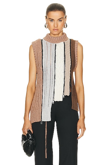 Christopher Esber Connector Cable Knit Vest in Sirocco Multi
