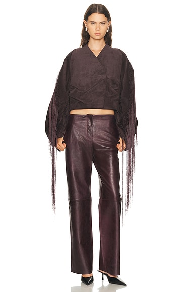 Christopher Esber Corduroy Cocoon Fringed Jacket in Malbec
