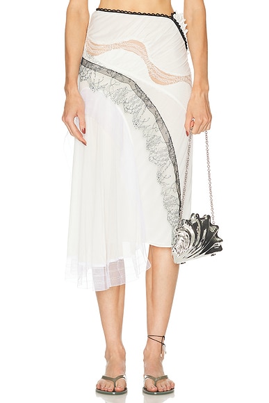 Christopher Esber Vespertine Lace Skirt in Clear Blue & Multi