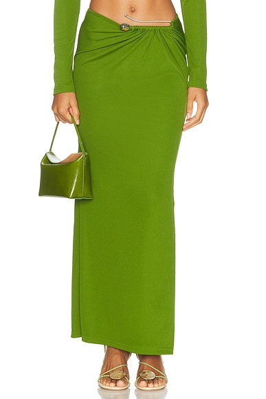 Christopher Esber Crystal Pin Rib Skirt in Cactus