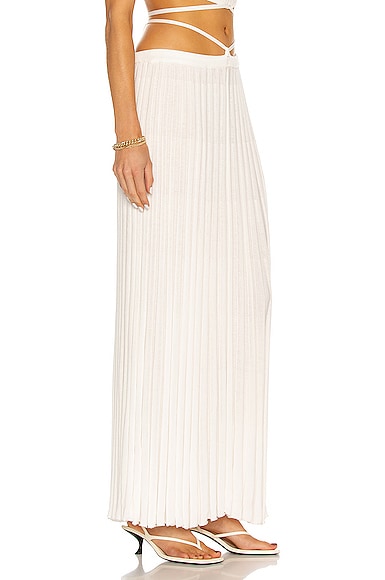 Shop Christopher Esber Pleated Knit Tie Skirt In Natural