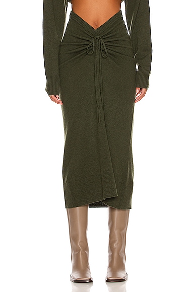 Christopher Esber in Ruched Drape Skirt Olive in Army
