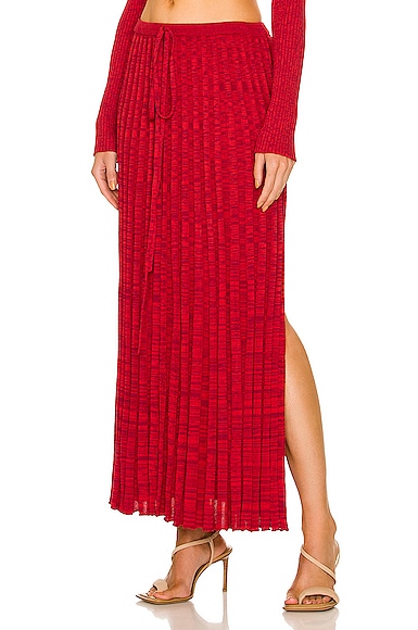 Christopher Esber Pleated Knit Tie Skirt in Red