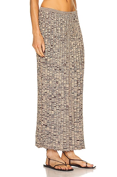 Shop Christopher Esber Pleated Knit Tie Skirt In Chocolate Marle