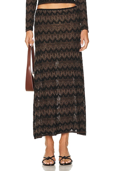 Christopher Esber Palais Knit Skirt in Black & Cacao