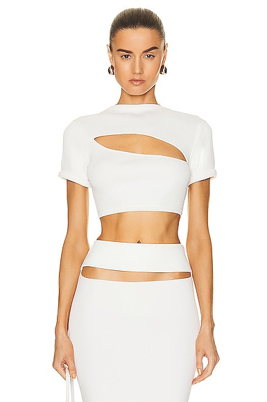 Christopher Esber Slashed Crop Tee in White