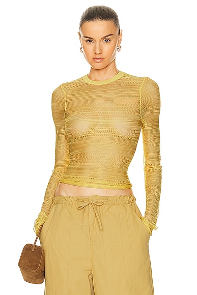 Christopher Esber Refraction Knit Long Sleeve Top in Yellow