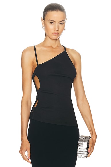 Givenchy One Shoulder Pearl Top in Black FWRD