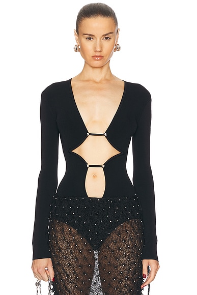 Christopher Esber Bracket Knit Bodysuit in Black