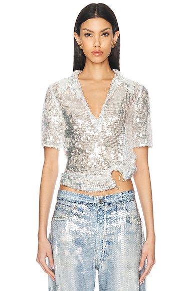 Opaline Sequin Polo Top