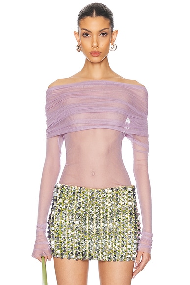 Veiled Top in Mauve