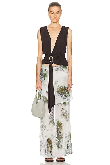 Stone Pin Scarf Drape Top