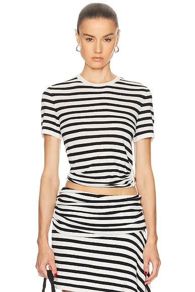 Stripe Knit Ruched Orbit Tee