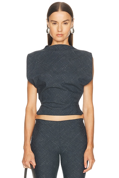 Christopher Esber Banyan Bias Top in Tropical Charcoal Marle