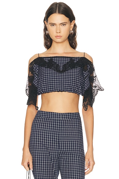 Christopher Esber Embroidered Handkerchief Tee in Inked Check