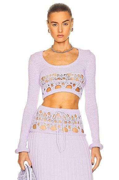 Crochet Long Sleeve Crop Top