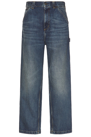 Carhartt WIP Single Knee Jeans in Dark Used Wash Blue
