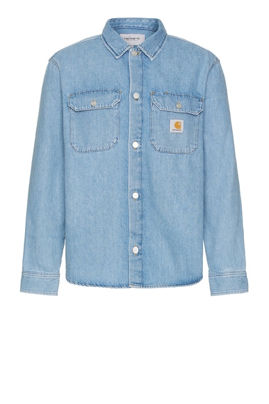 Shop Carhartt Harvey Shirt Jacket In Blue Stone Bleached