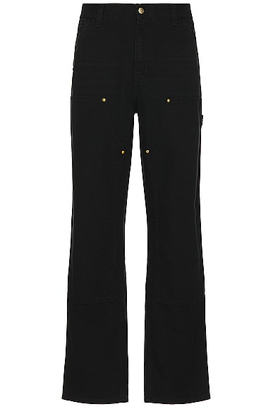 Shop Carhartt Double Knee Pant In Black Aged Canvas