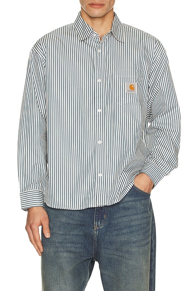Carhartt WIP Daldry Shirt in Daldry Stripe Office Blue Wax