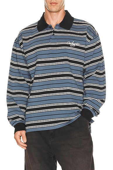 Carhartt WIP Long Sleeve Devitt Rugby Shirt in Devitt Stripe & Scarab