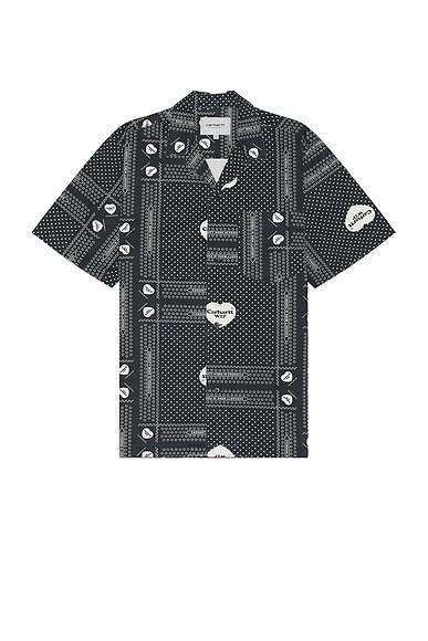 Carhartt WIP Short Sleeve Heart Bandana Shirt in Heart Bandana Print & Black