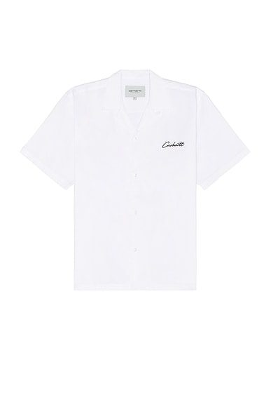 Carhartt WIP Short Sleeve Delray Shirt in White & Black