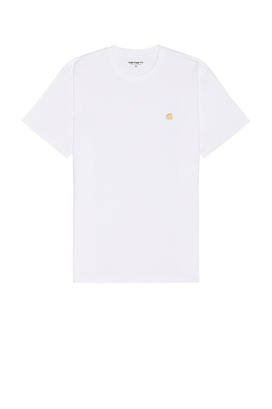 Carhartt WIP Chase T-shirt in White & Gold | FWRD