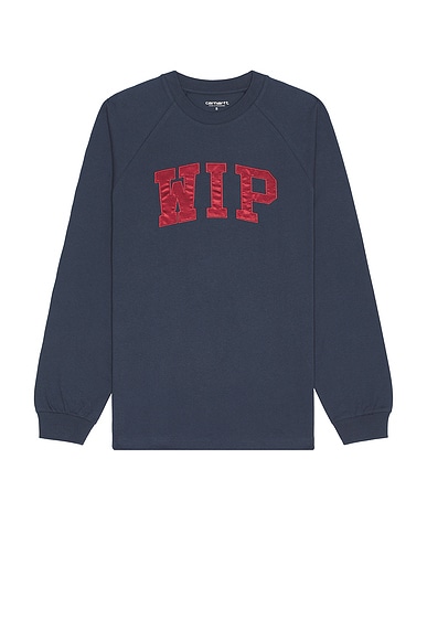 Carhartt WIP Long Sleeve Tee in Dusky Blue & Mulberry