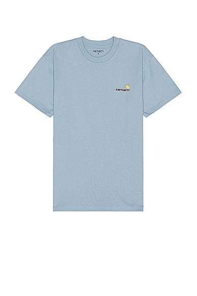 Carhartt WIP Short Sleeve American Script T-shirt in Frosted Blue