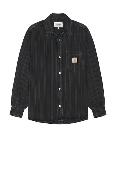 Carhartt WIP Rylan Long Sleeve Shirt in Stone Washed Rylan Stripe Black