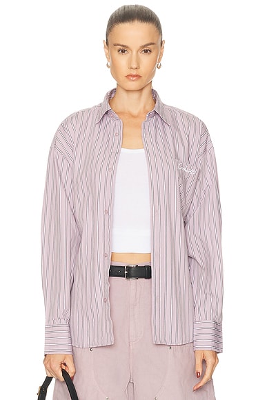 Carhartt WIP Grimsby Shirt in Stripes & Pink Fog