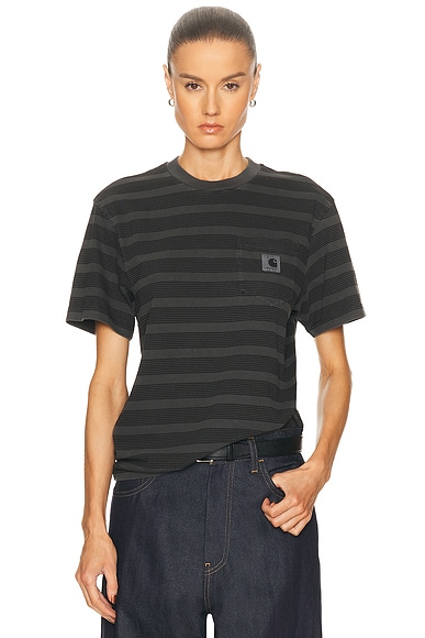 Carhartt WIP Short Sleeve Hanson Pocket T-Shirt in Hanson Stripe Black