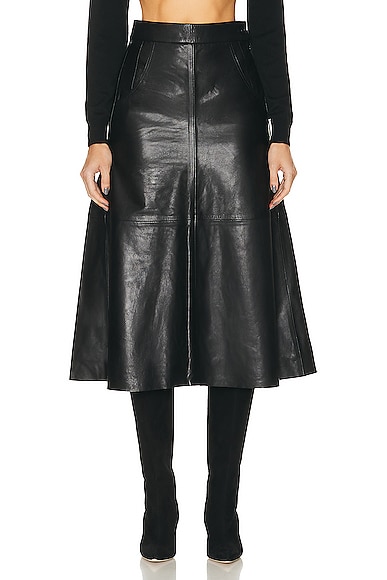 Citizens of Humanity Aria Seamed Leather Skirt in Black